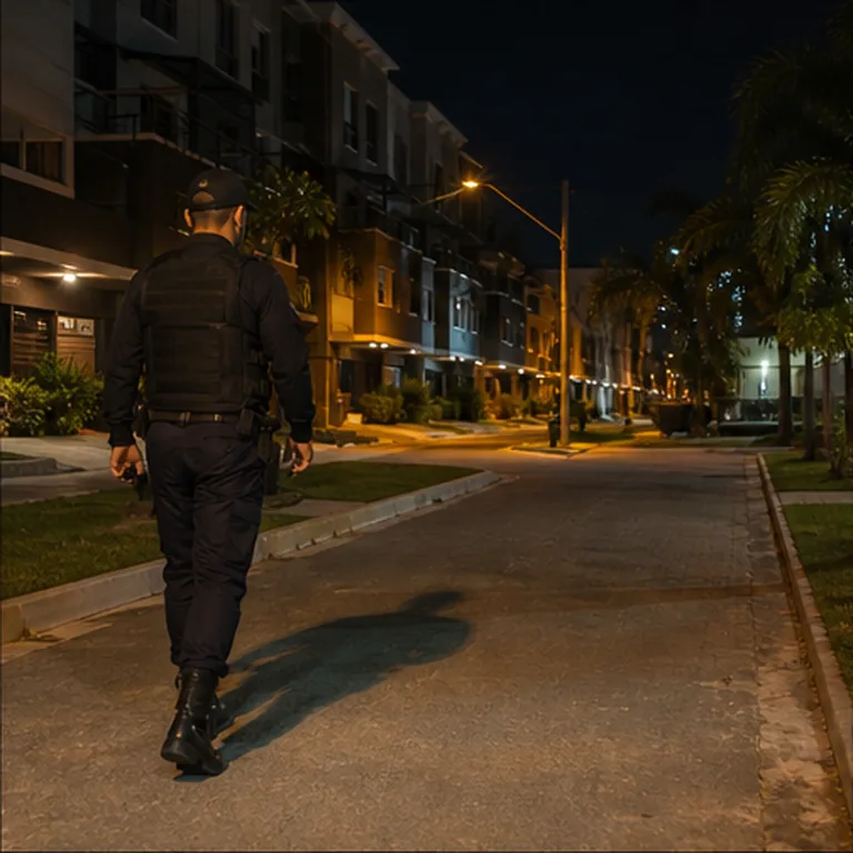 Veículo de segurança próximo a portão
